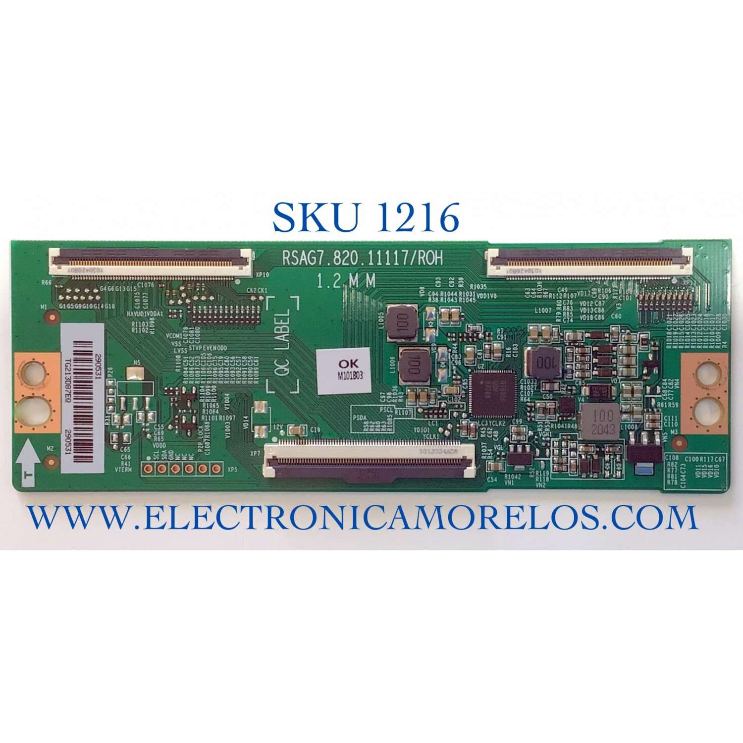T-CON PARA TV HISENSE / TOSHIBA / NUMERO DE PARTE 290531 / RSAG7.820.11117/ROH / 293763 / H41802PNJ54B2 / PANEL'S HD550Y1U72-T0L2\S0\GM\ROH / HD550Y1U72-T0L2K2\SM\CKD3A\ROH / DISPLAY HV550QUB-F70 / MODELOS 55A6G 55A53FUA(0003) / 55C350KU